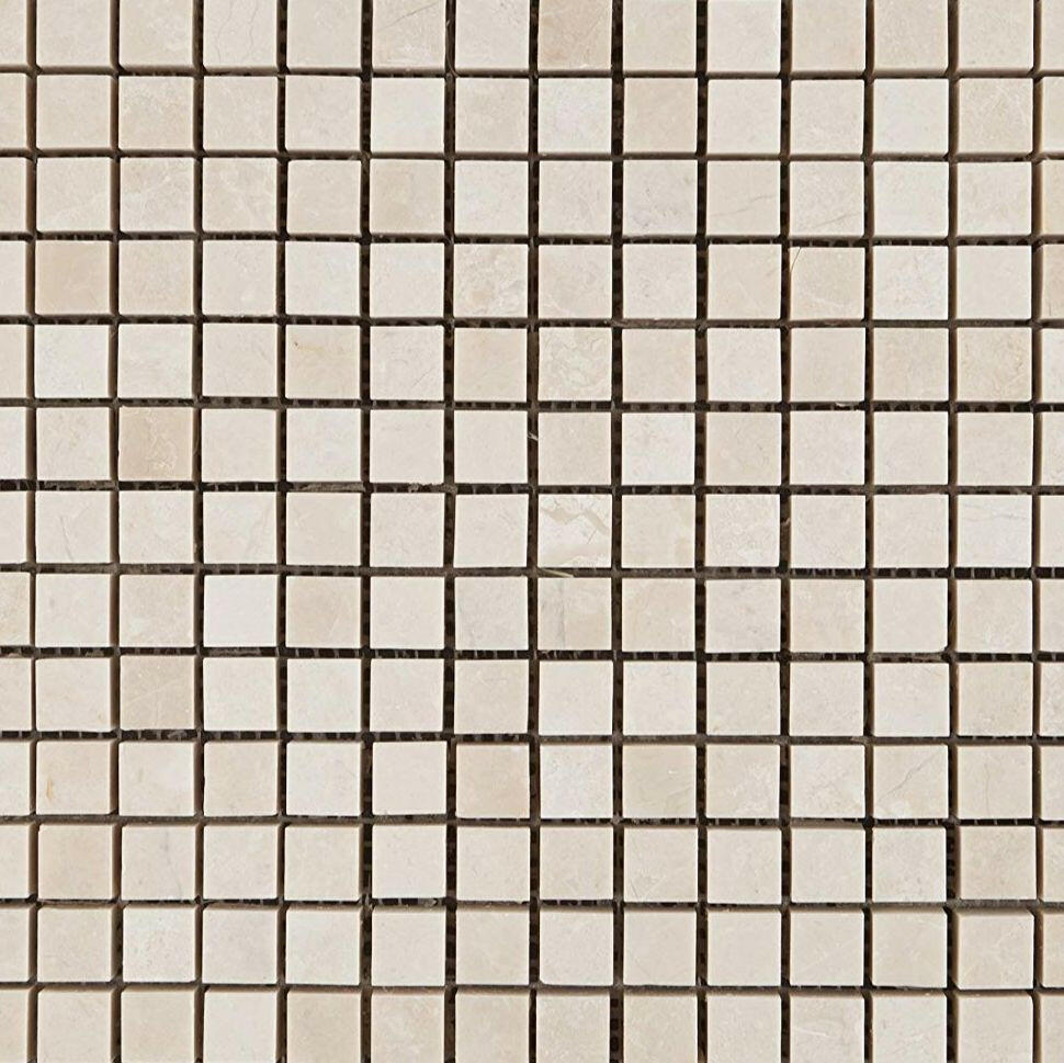 5/8x5/8 White Pearl / Botticino Marble Polished Mosaic Tile 5/8x5/8 White Pearl / Botticino Marble Polished Mosaic Tile - American Tile Depot
