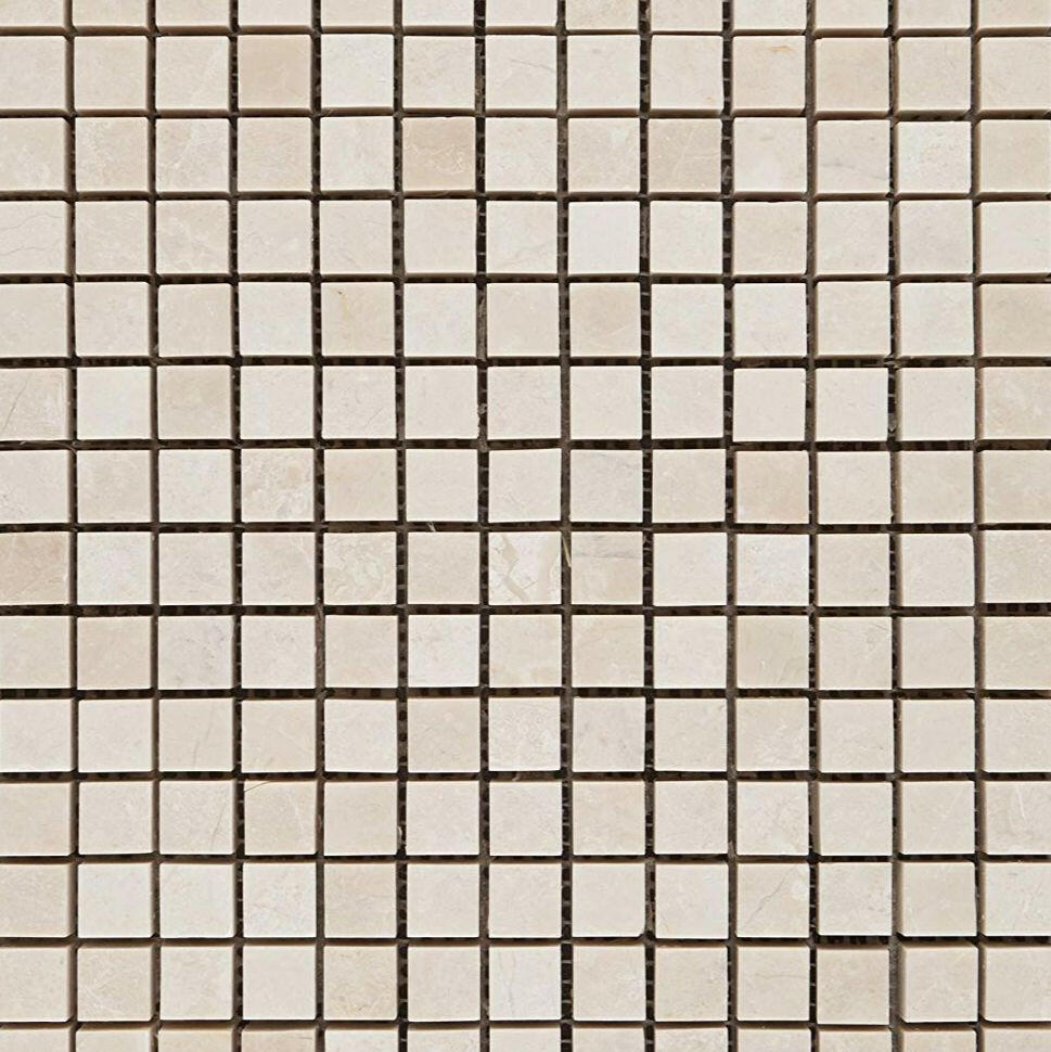 5/8x5/8 White Pearl / Botticino Marble Polished Mosaic Tile 5/8x5/8 White Pearl / Botticino Marble Polished Mosaic Tile - American Tile Depot