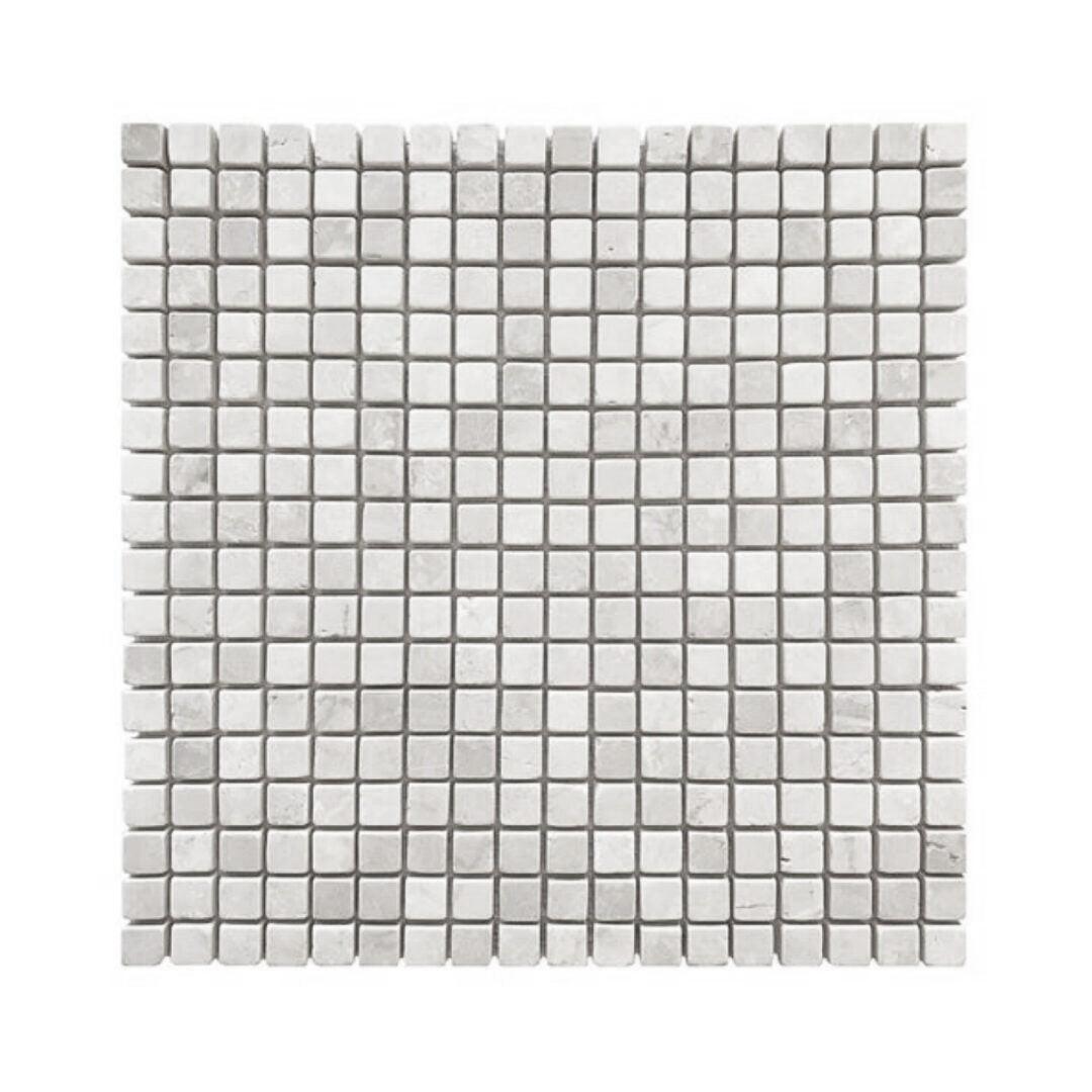 5/8x5/8 White Pearl / Botticino Marble Tumbled Mosaic Tile 5/8x5/8 White Pearl / Botticino Marble Tumbled Mosaic Tile - American Tile Depot