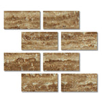 Special Cut | 6x12 Noce Exotic Travertine (Vein-Cut) Filled & Polished Tile Special Cut | 6x12 Noce Exotic Travertine (Vein-Cut) Filled & Polished Tile - American Tile Depot