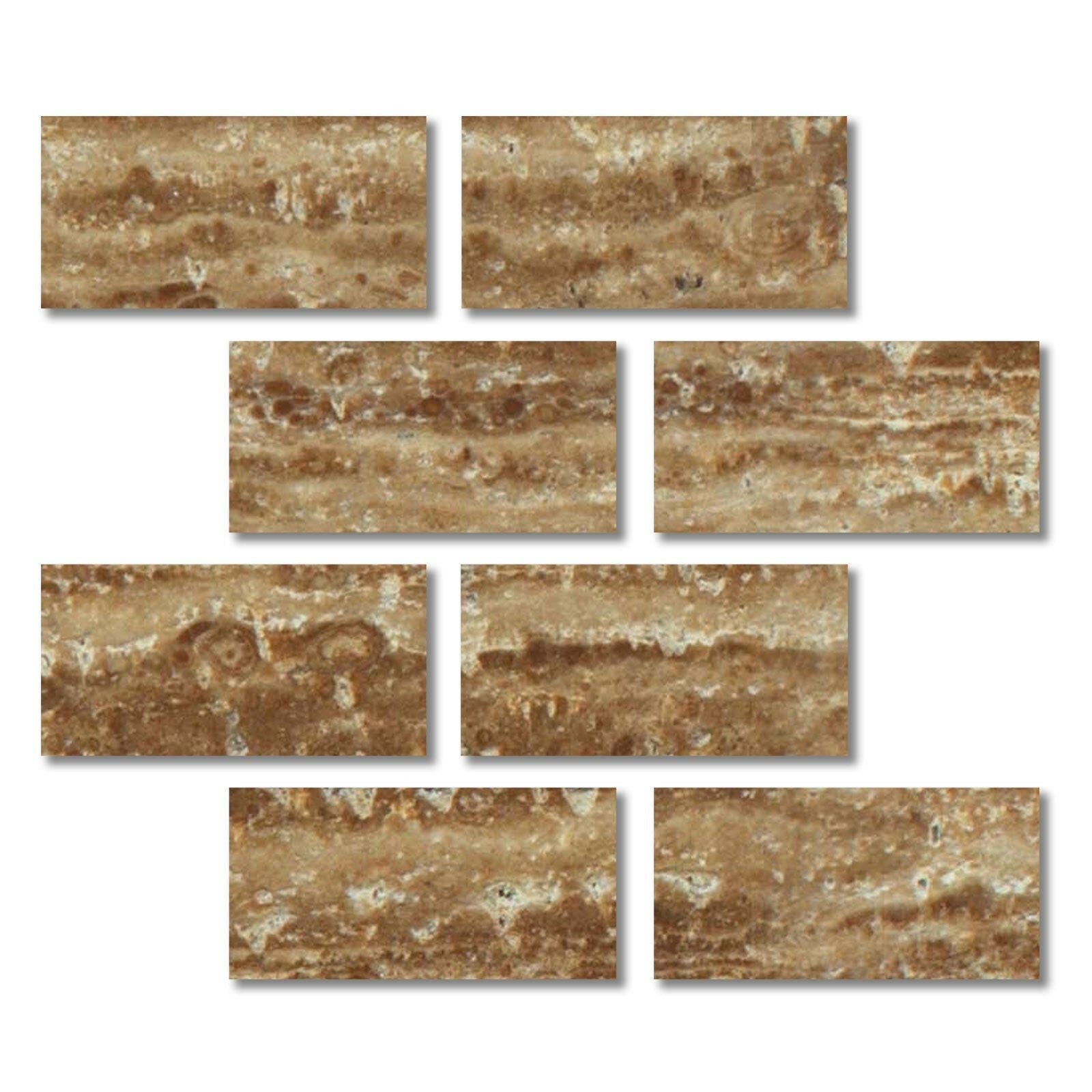 Special Cut | 6x12 Noce Exotic Travertine (Vein-Cut) Filled & Polished Tile Special Cut | 6x12 Noce Exotic Travertine (Vein-Cut) Filled & Polished Tile - American Tile Depot
