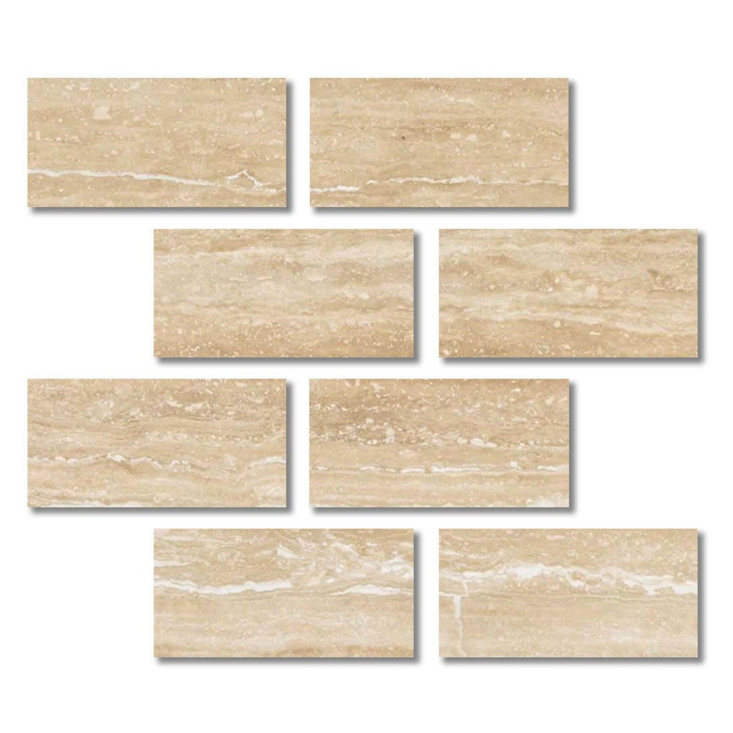 6x12 Ivory Travertine Vein Cut Filled & Honed Tile-American Tile Depot