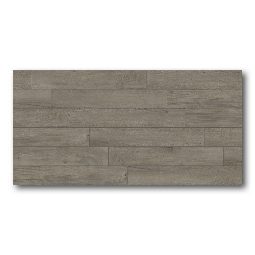 6x40 Temporra Grey Matte Wood Look Porcelain Tile
