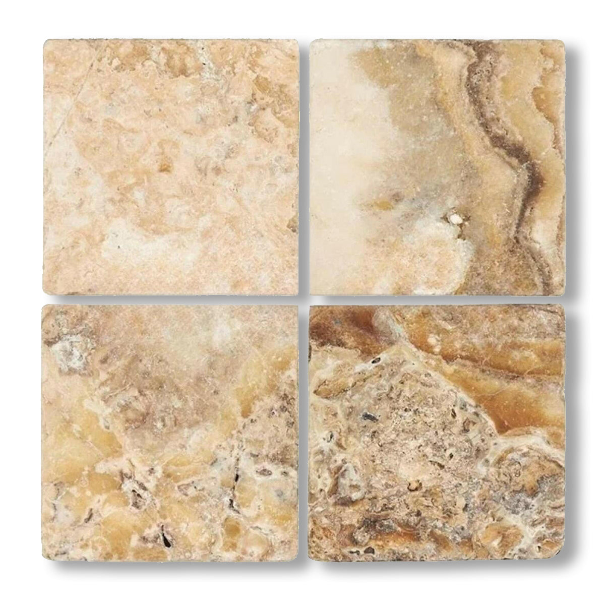 6x6 Antico Onyx Travertine Tumbled Tile - American Tile Depot