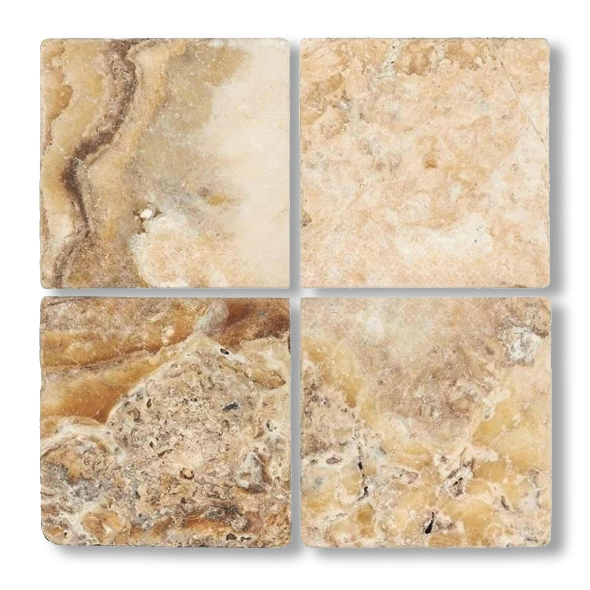 6x6 Antico Onyx Travertine Tumbled Tile - American Tile Depot