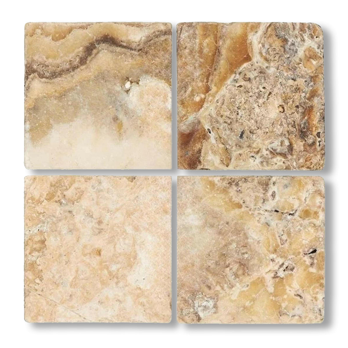 6x6 Antico Onyx Travertine Tumbled Tile - American Tile Depot