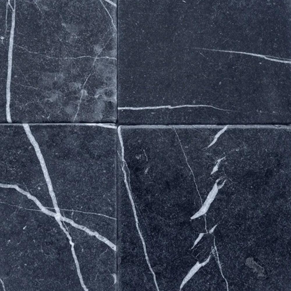 6x6 Black Marquina Marble Tumbled Tile 6x6 Black Marquina Marble Tumbled Tile - American Tile Depot