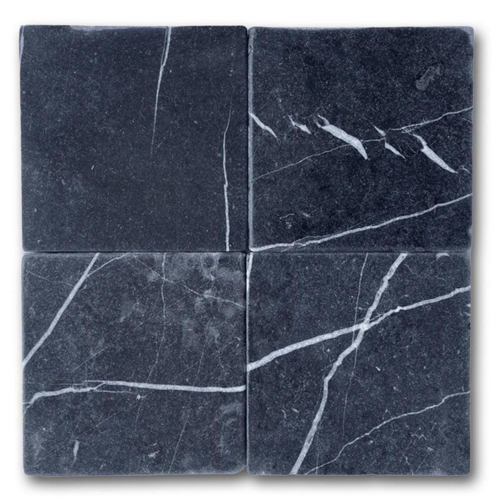 6x6 Black Marquina Marble Tumbled Tile 6x6 Black Marquina Marble Tumbled Tile - American Tile Depot