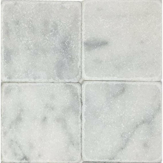 6x6 Carrara White Marble Tumbled Tile - American Tile Depot