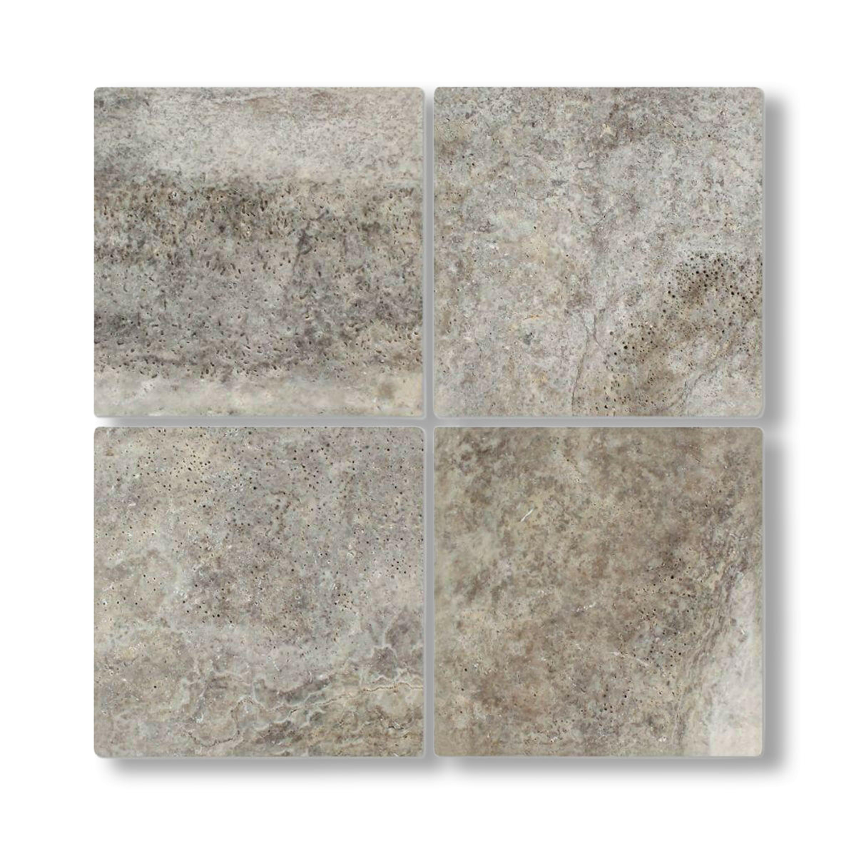 6x6 Silver Travertine Tumbled Tile - American Tile Depot