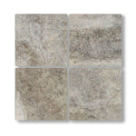 6x6 Silver Travertine Tumbled Tile - American Tile Depot