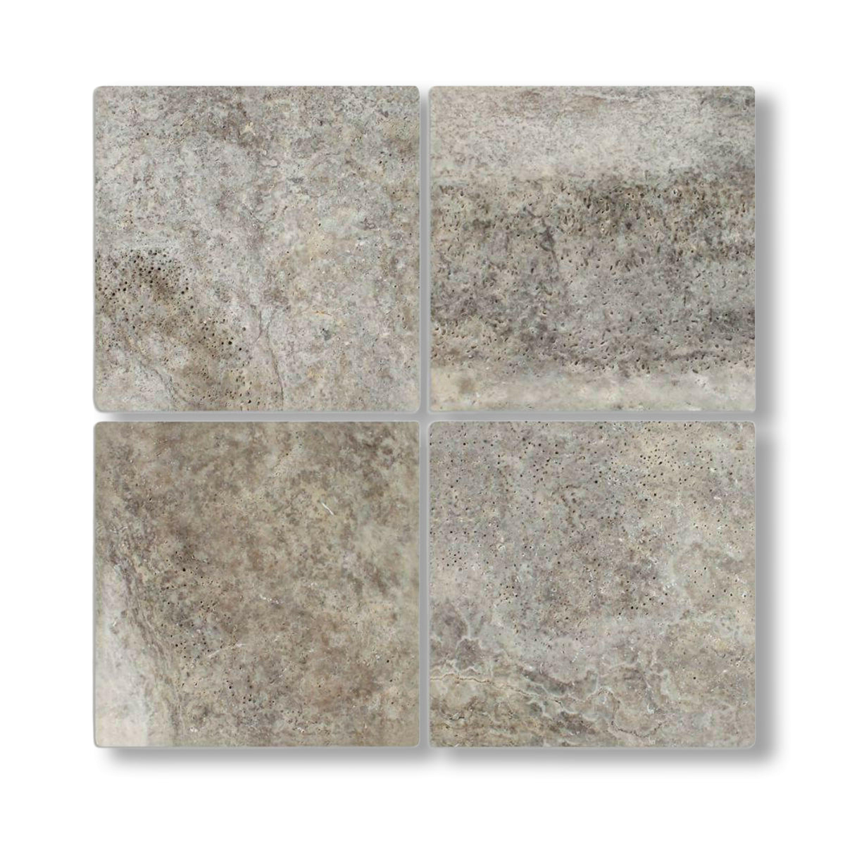 6x6 Silver Travertine Tumbled Tile - American Tile Depot