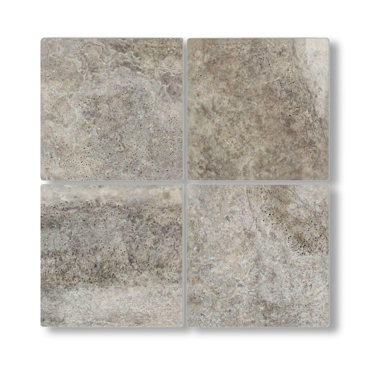 6x6 Silver Travertine Tumbled Tile - American Tile Depot