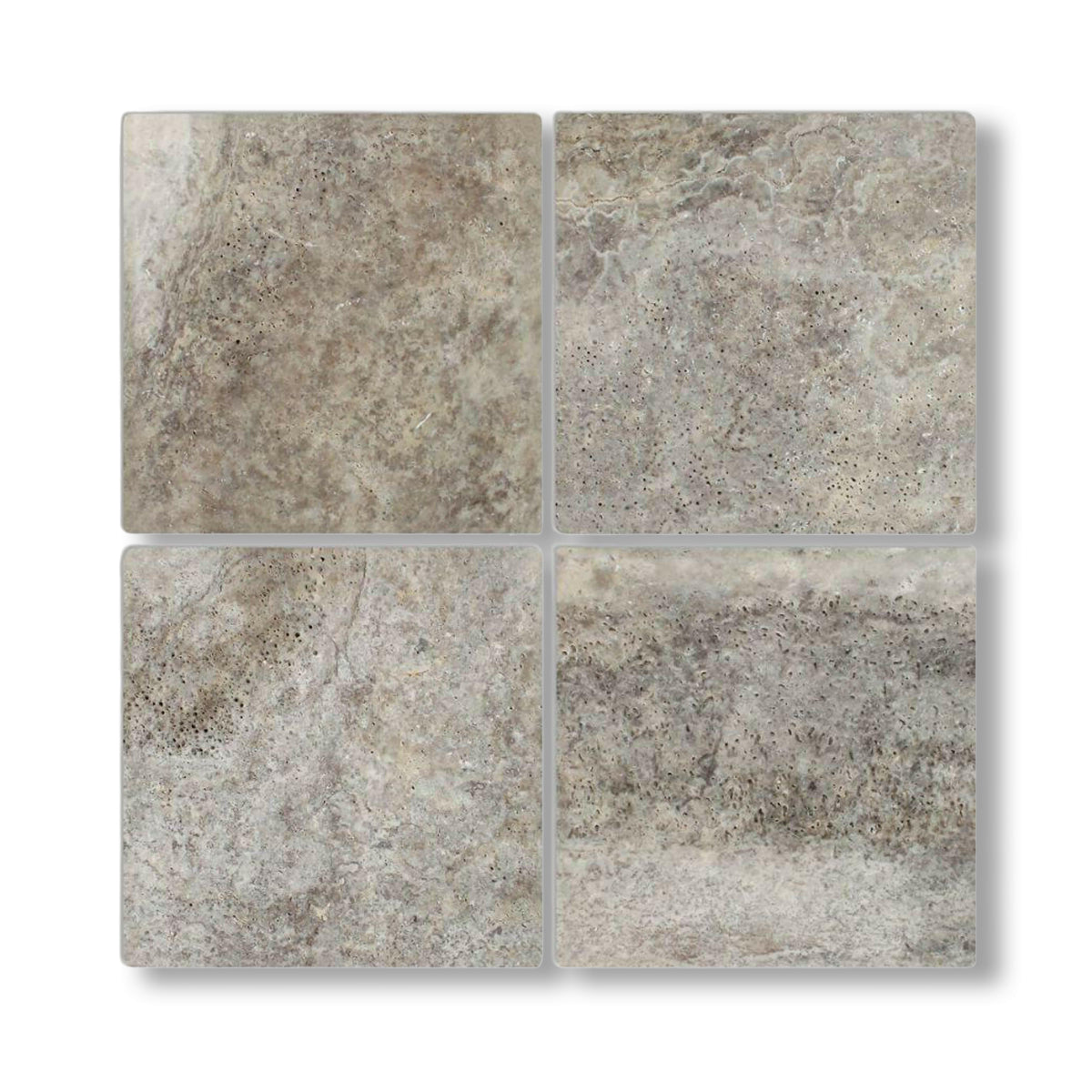 6x6 Silver Travertine Tumbled Tile - American Tile Depot