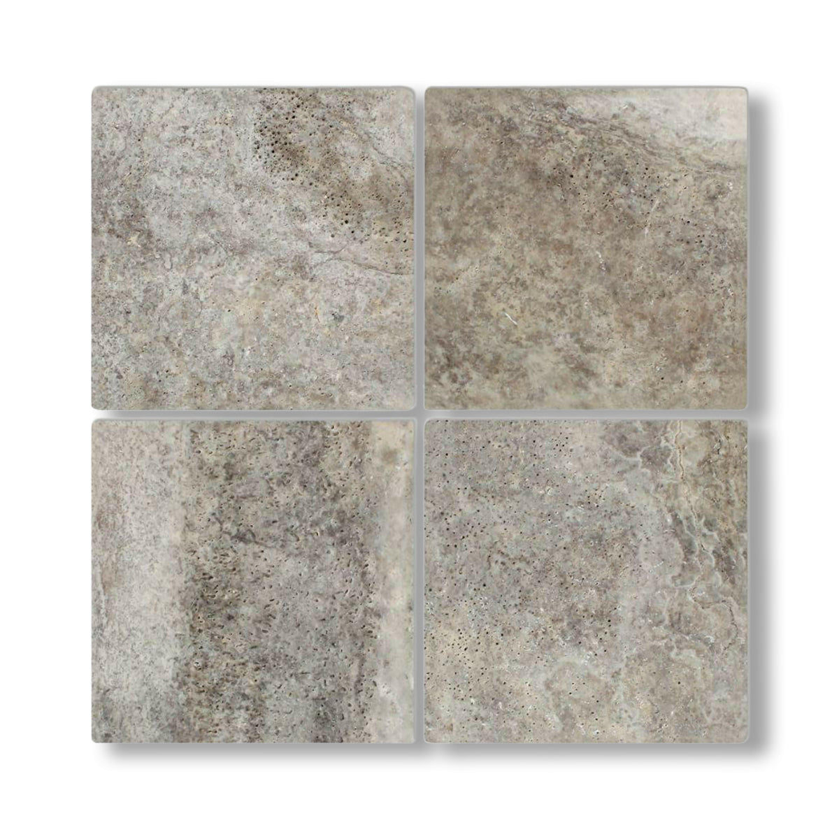 6x6 Silver Travertine Tumbled Tile - American Tile Depot