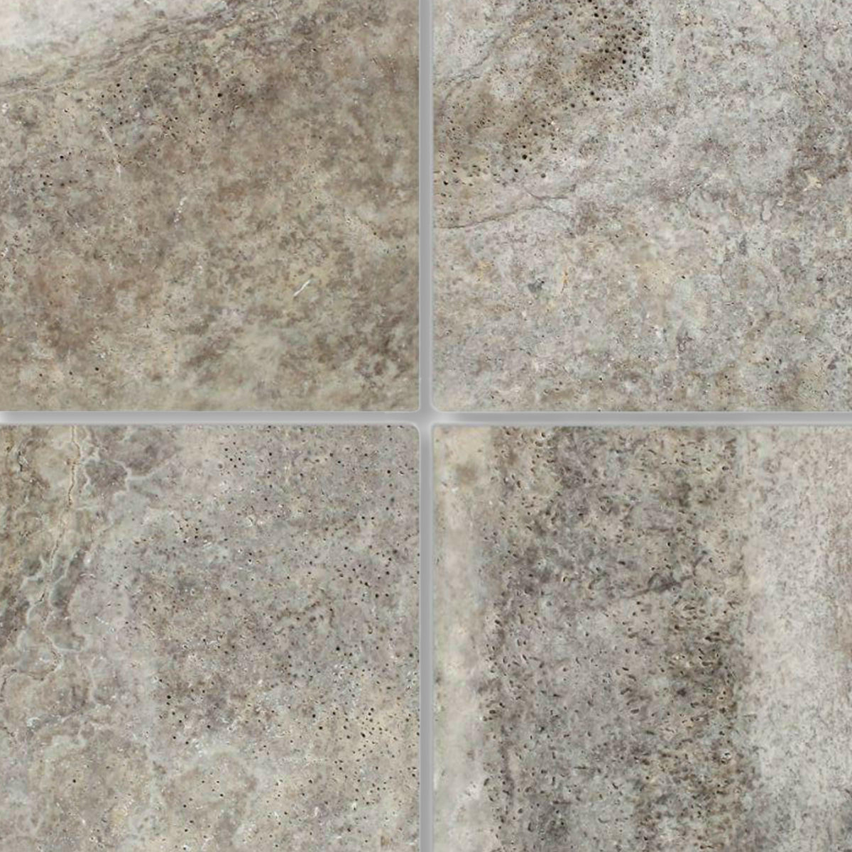 6x6 Silver Travertine Tumbled Tile - American Tile Depot