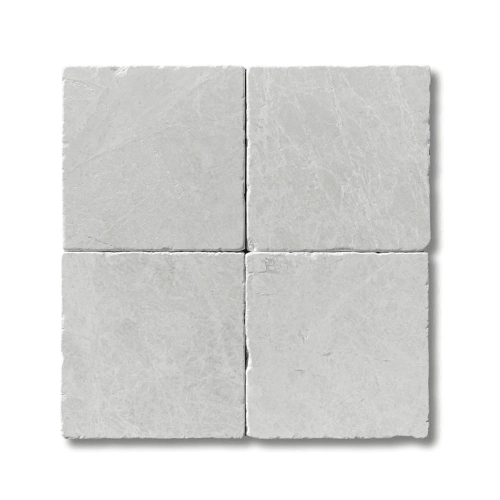 6x6 White Pearl / Botticino Marble Tumbled Tile