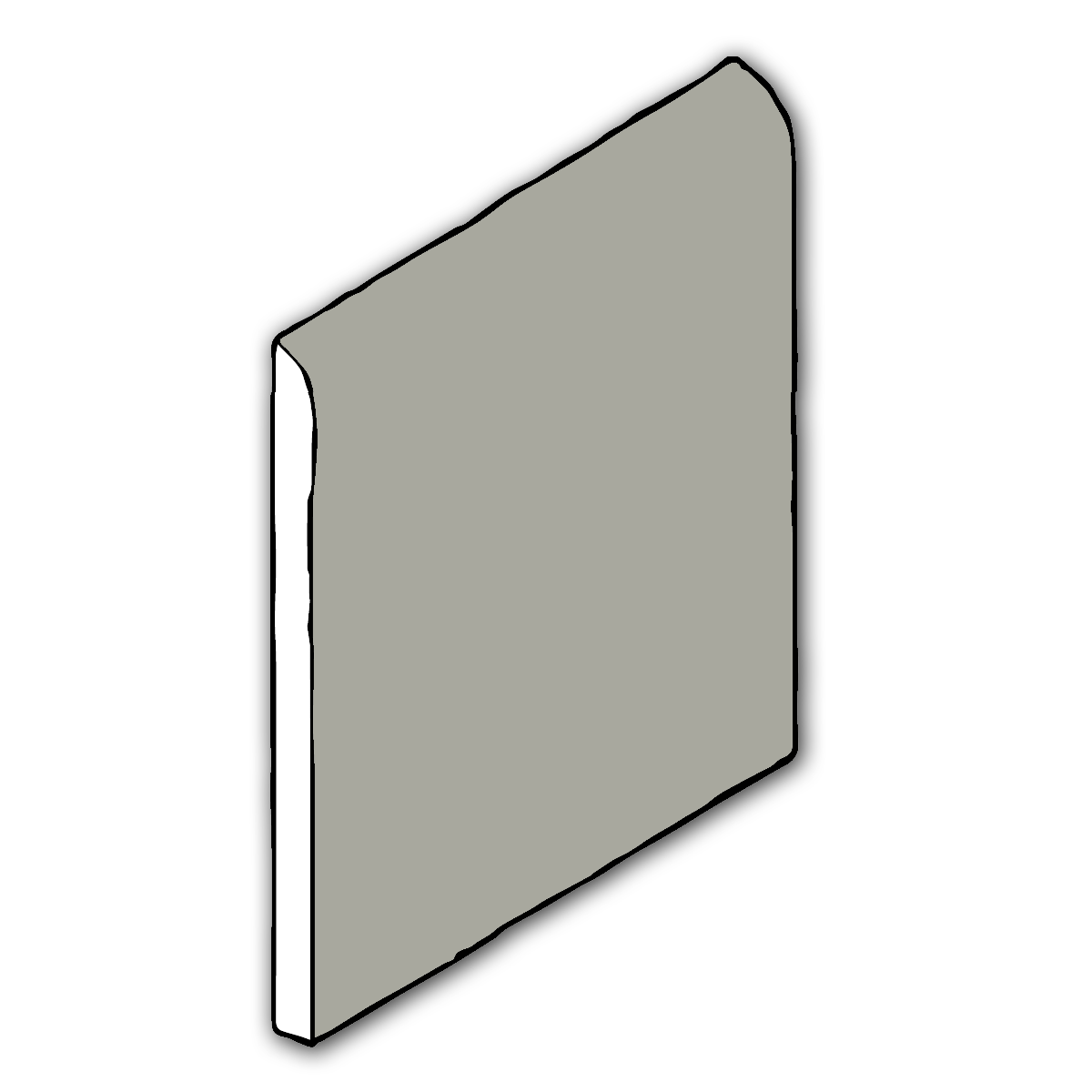 6x6 Palette Tender Gray Glossy Solid Color Ceramic Bullnose Tile 6x6 Palette Tender Gray Glossy Solid Color Ceramic Bullnose Tile - American Tile Depot