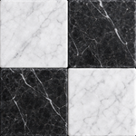 6x6 Checkerboard Tile - Black Marquina & Carrara White Tumbled Marble - American Tile Depot