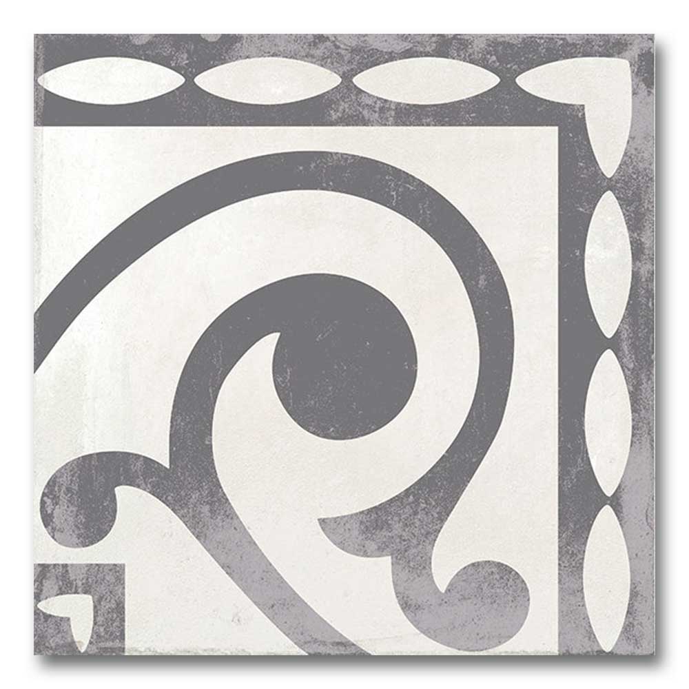 7.5x7.5 Decor Black Angle Corner Matte Encaustic Look Porcelain Tile