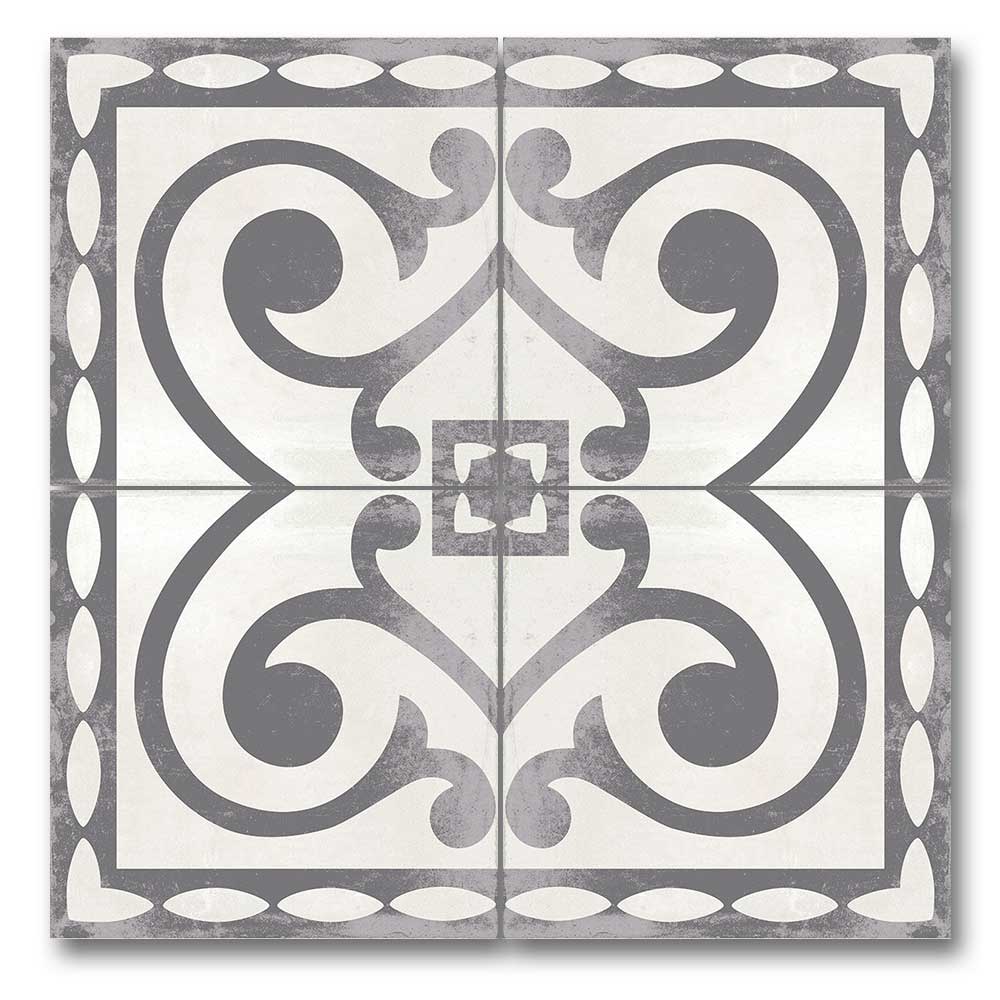 7.5x7.5 Decor Black Angle Corner Matte Encaustic Look Porcelain Tile