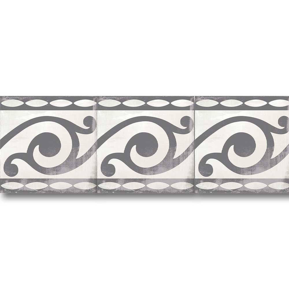 7.5x7.5 Decor Black Edge Matte Encaustic Look Porcelain Tile