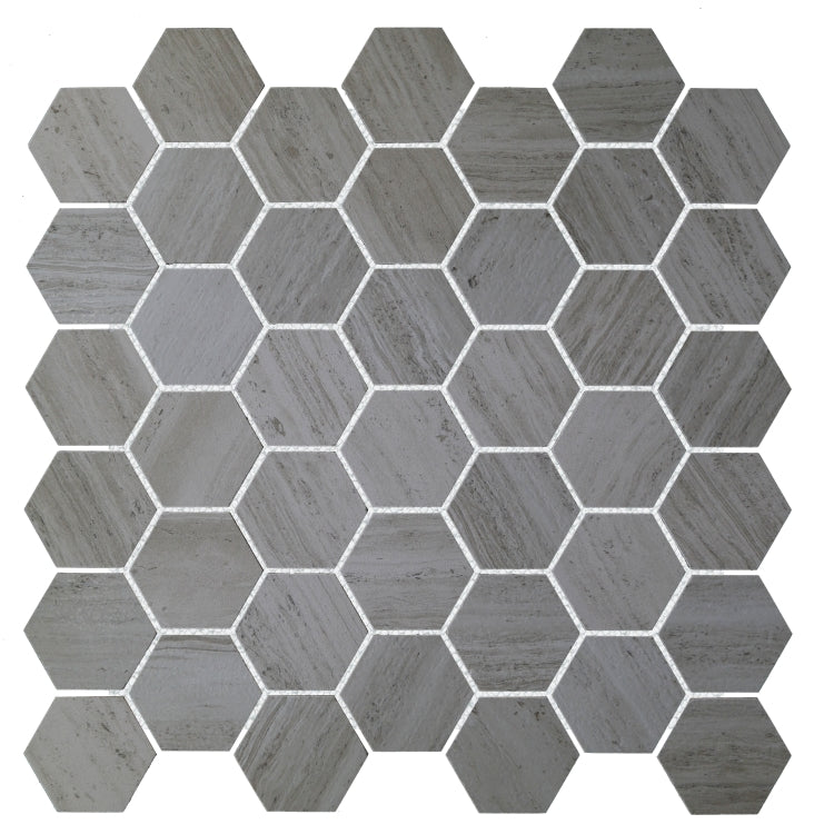 2" Brook Grey Hexagon Porcelain Mosaic Tile-American Tile Depot