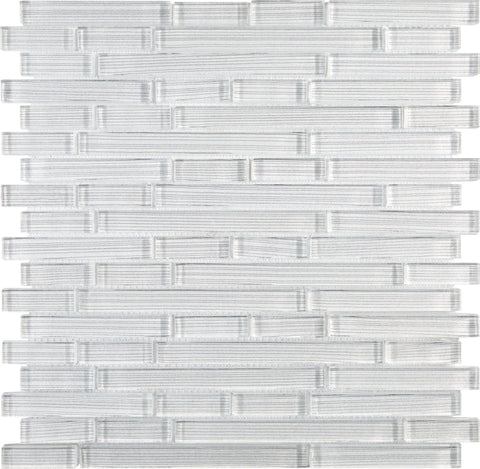 Horizon Sunrise Silver White Linear Glass Mosaic Wall Tile