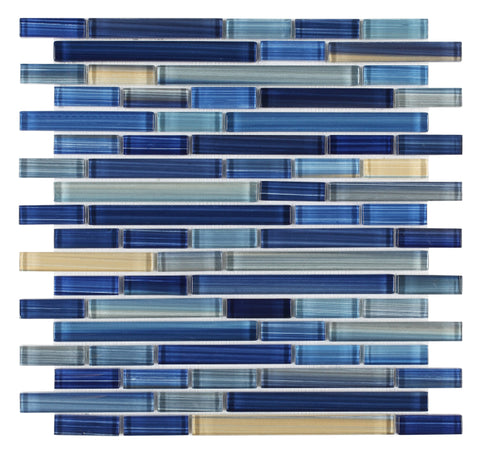 Horizon Sunset Sapphire Glossy Linear Glass Mosaic Tile