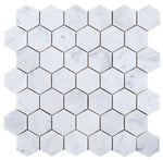 2" Beehive Carrara Honed Hexagon Marble Mosaic Tile-American Tile Depot