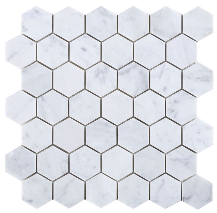 2" Beehive Carrara Honed Hexagon Marble Mosaic Tile-American Tile Depot