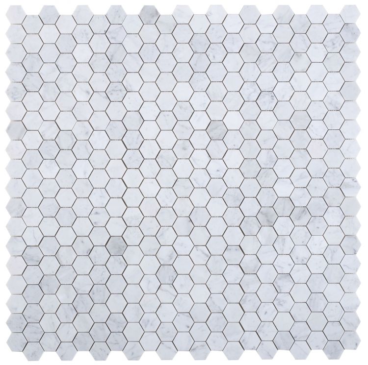 2" Beehive Carrara Honed Hexagon Marble Mosaic Tile-American Tile Depot
