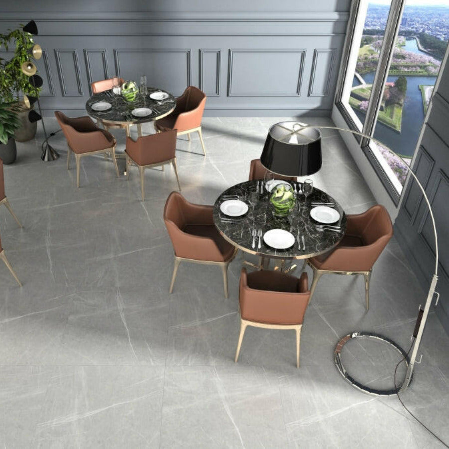 24x24 Lava Natural Grey Matte Marble Look Marble Laminated Porcelain Tile-American Tile Depot