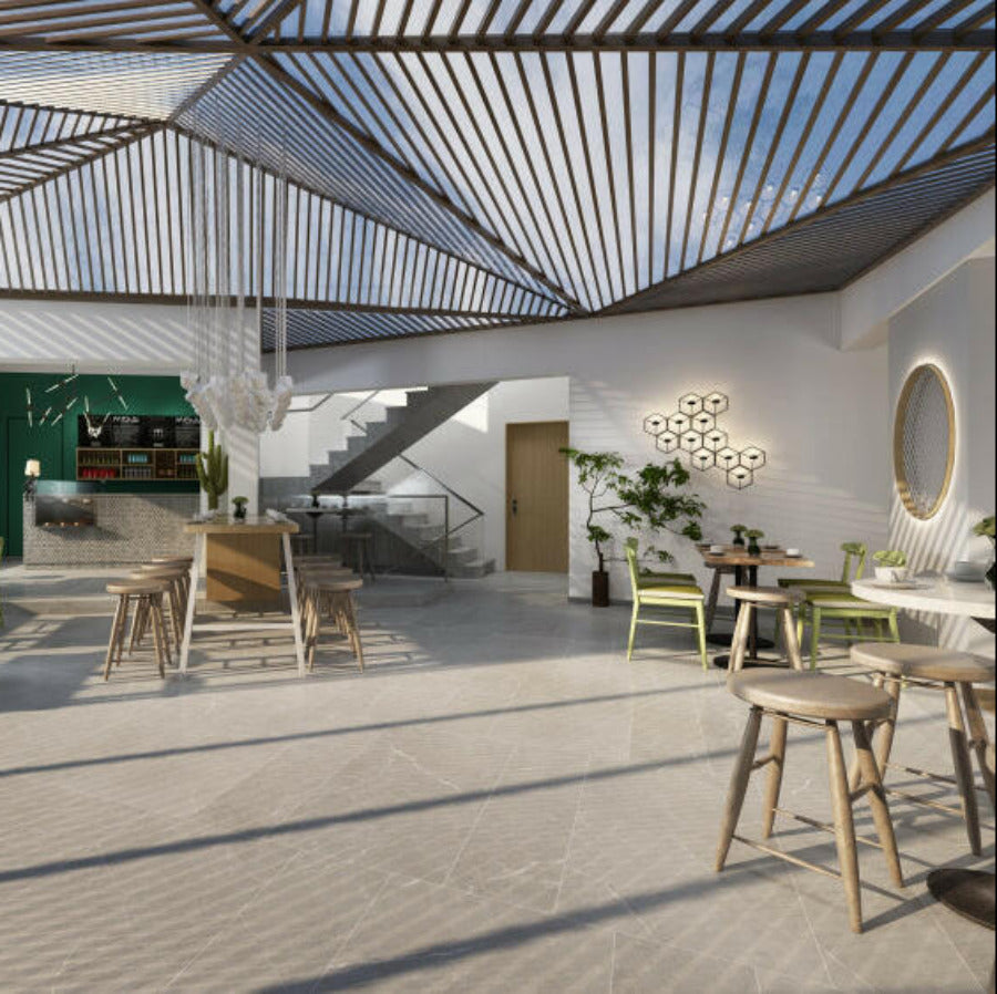 24x24 Lava Natural Grey Matte Marble Look Marble Laminated Porcelain Tile-American Tile Depot