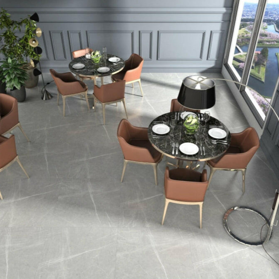 24x48 Lava Natural Grey Matte Marble Look Marble Laminated Porcelain Tile-American Tile Depot