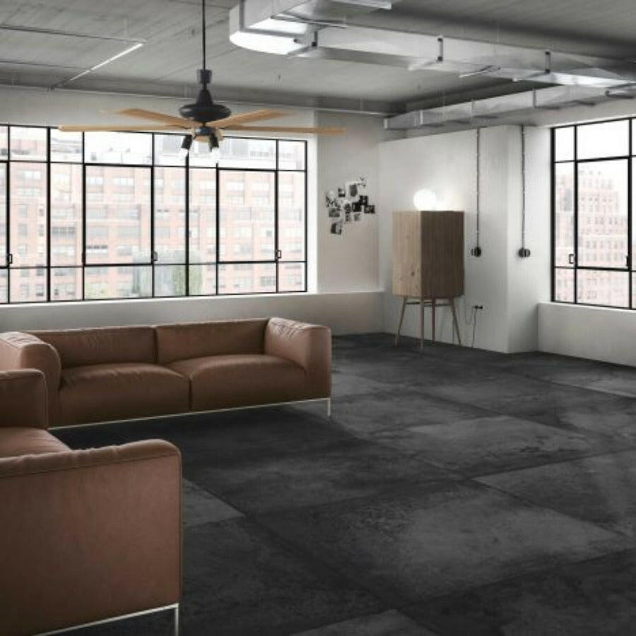 48x48 Alchimia 8 - Nero Matte Concrete Look Porcelain Tile-American Tile Depot