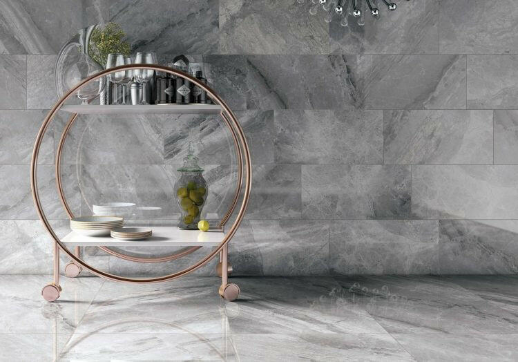 12x24 Supreme Grey Levigato (r/l) Polished Marble Look Porcelain Tile-American Tile Depot