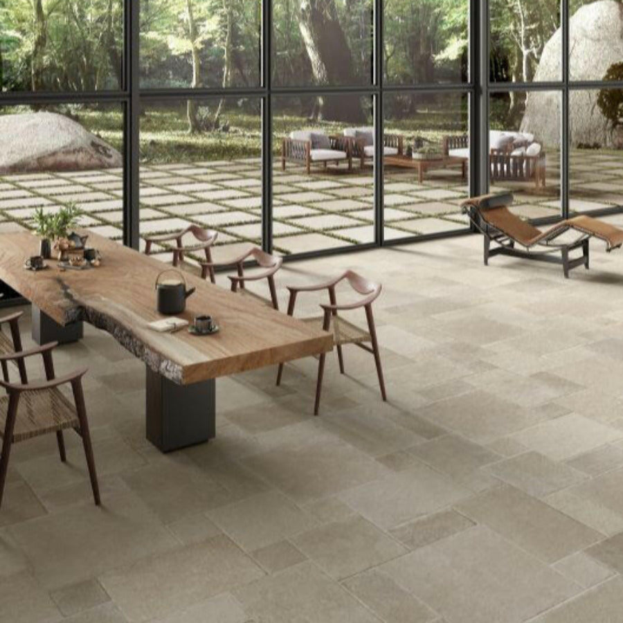 8x16 Ostuni Sabbia Matte Travertine Look Porcelain Tile-American Tile Depot