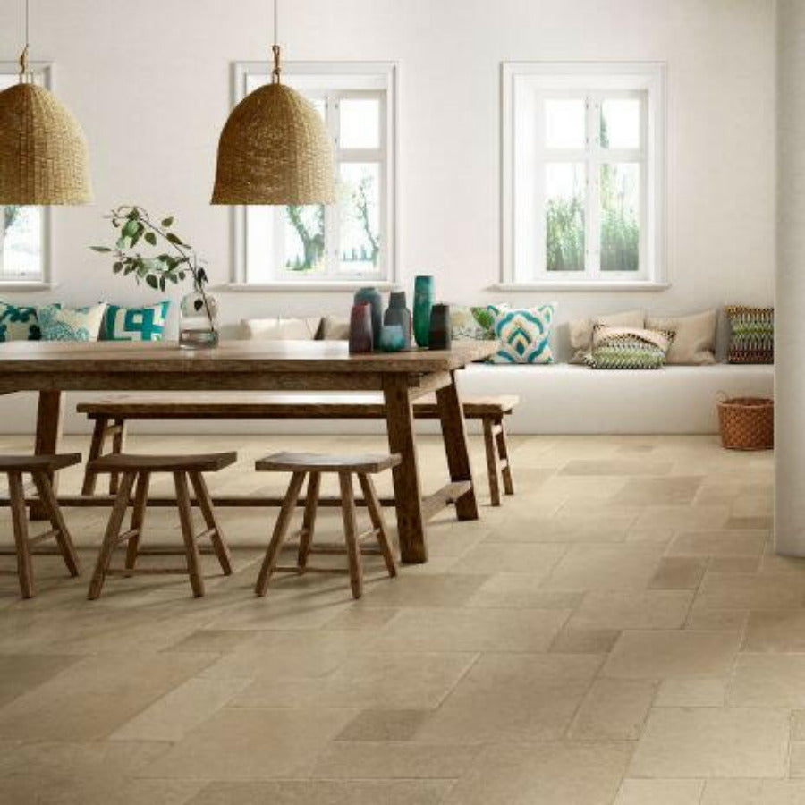 8x8 Ostuni Sabbia Matte Travertine Look Porcelain Tile-American Tile Depot