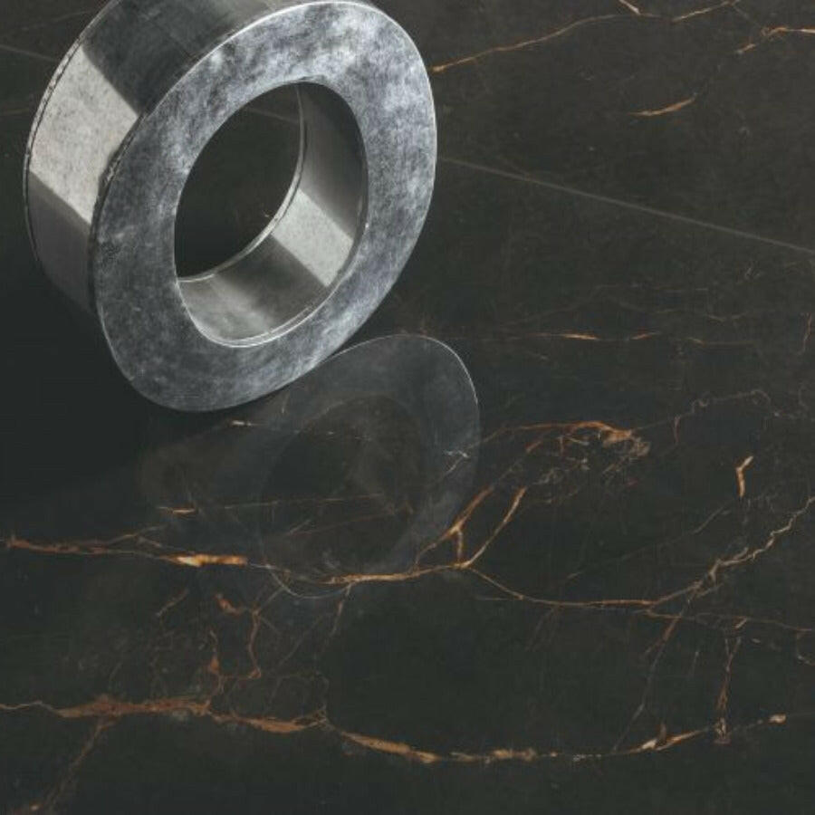 12x24 Galaxia Black Levigato (r/l) Polished Marble Look Porcelain Tile-American Tile Depot