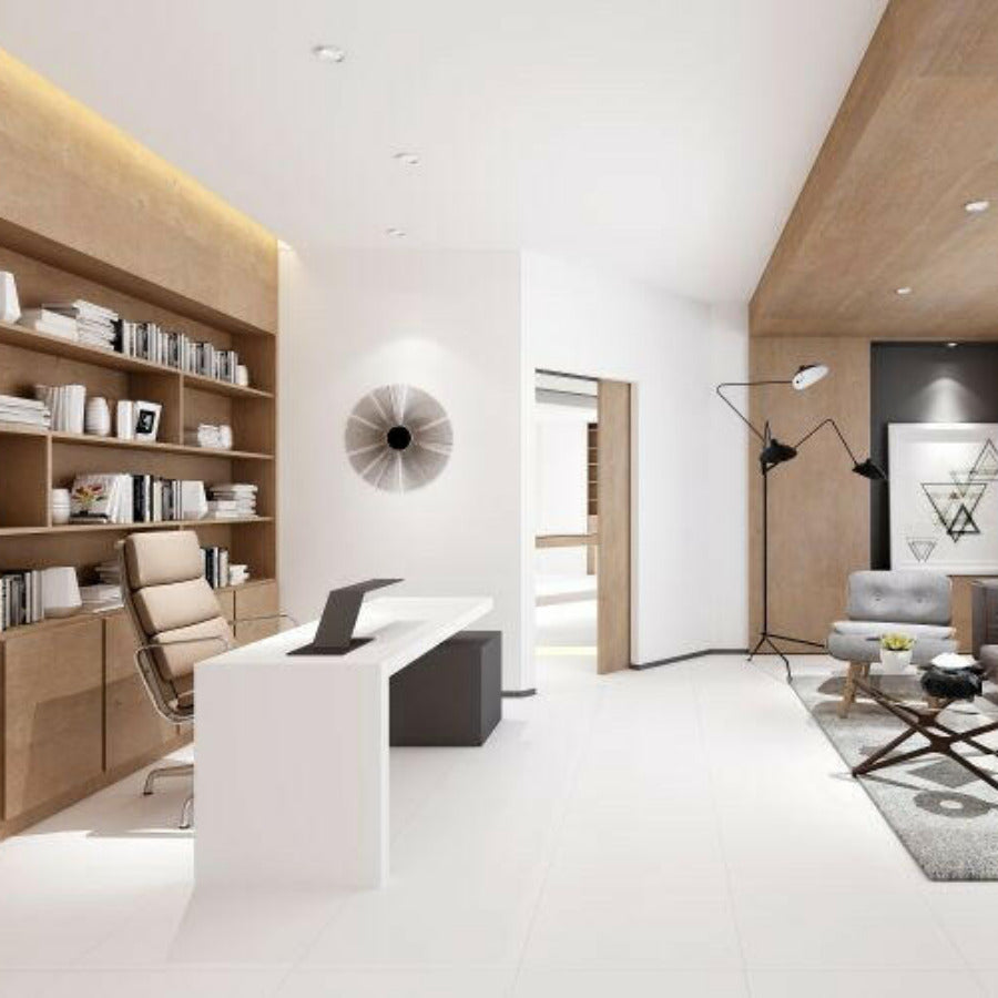 24x24 Extra White Matte Pure Color Look Marble Laminated Porcelain Tile-American Tile Depot