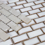 Tango Fancy White Brick Porcelain Mosaic Tile-American Tile Depot