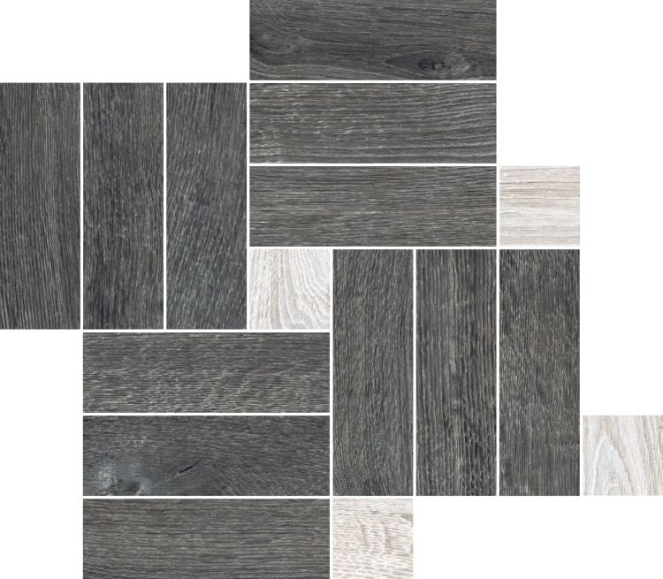 Orion Black Linear Porcelain Mosaic Tile-American Tile Depot