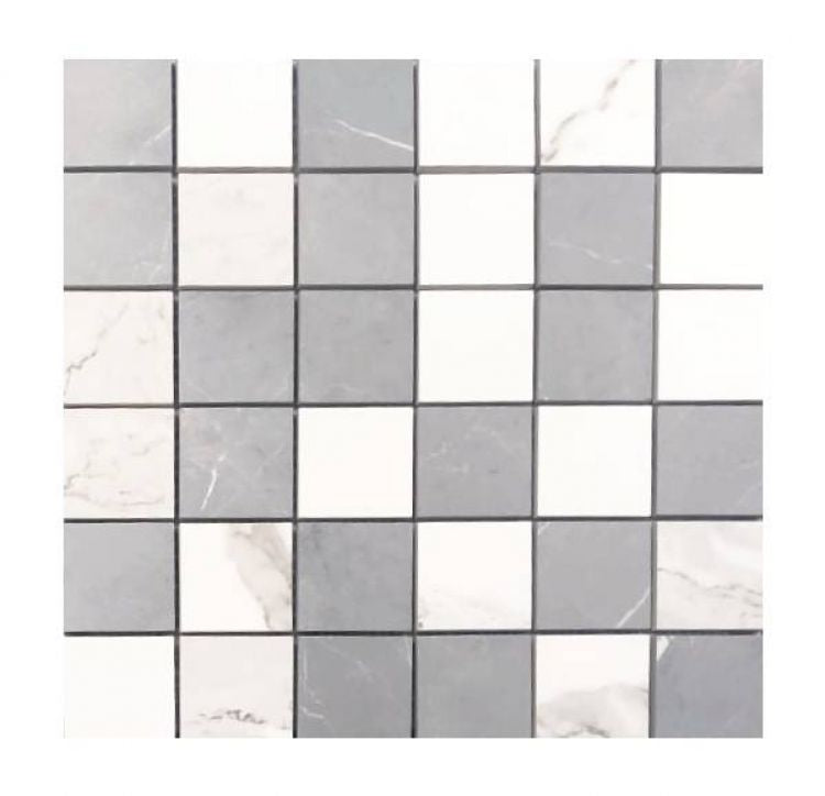 Famea Statuario-Impero Mix Soft Square Porcelain Mosaic Tile-American Tile Depot