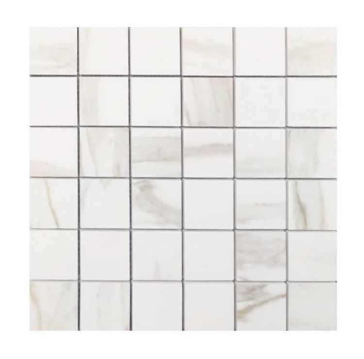 Timeless Calacatta Gold Matte Square Porcelain Mosaic Tile-American Tile Depot