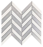 Famea Statuario-Impero Mix Lucido Chevron Porcelain Mosaic Tile-American Tile Depot