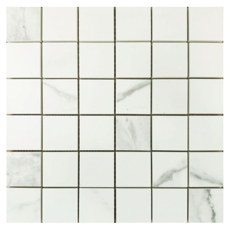 Timeless Statuario Soft Square Porcelain Mosaic Tile-American Tile Depot