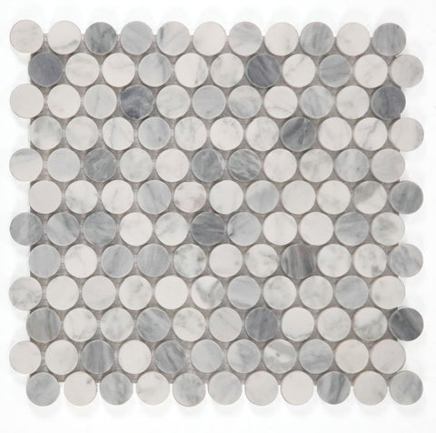 Curvus Dusk Honed Circular Marble Mosaic Tile