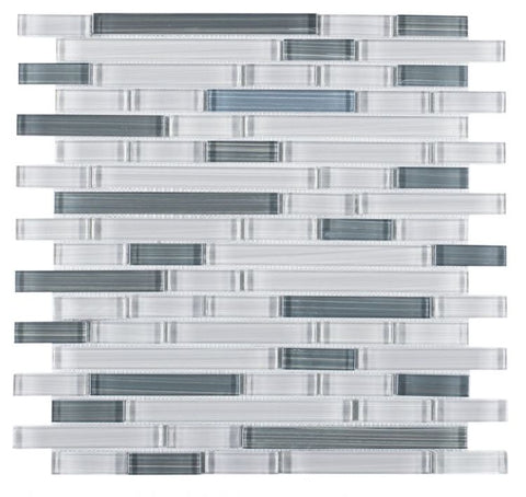 Horizon Sunrise Grey Glossy Linear Glass Mosaic Tile