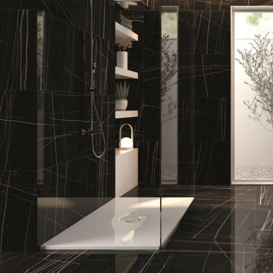 24x48 Noir Black Polished Marble Look Porcelain Tile-American Tile Depot